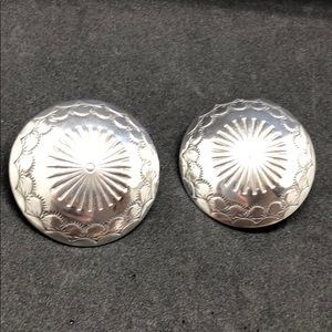 Jack Tom Navajo Sterling Silver Concho Earrings